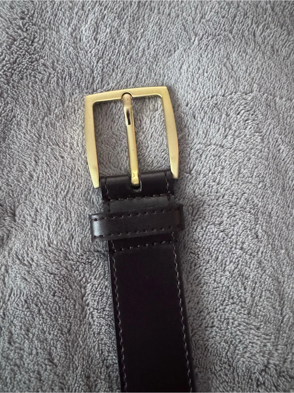 Men's Classic Black Leather Belt with Gold Buckle